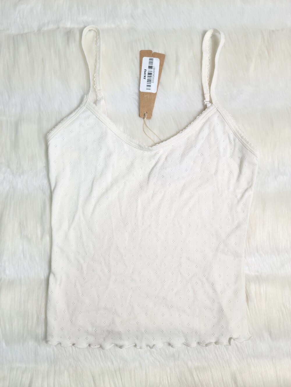 SKIMS Heavy Pointelle Cami White Marble Women XS NEW